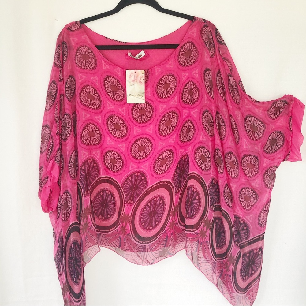 Italian double layer silk top